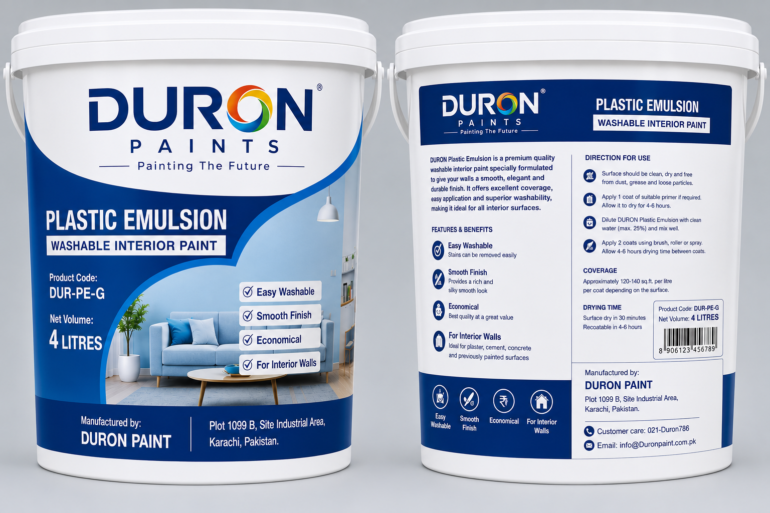 Duron Plastic Emulsion Washable Interior Paint (4 Litres)