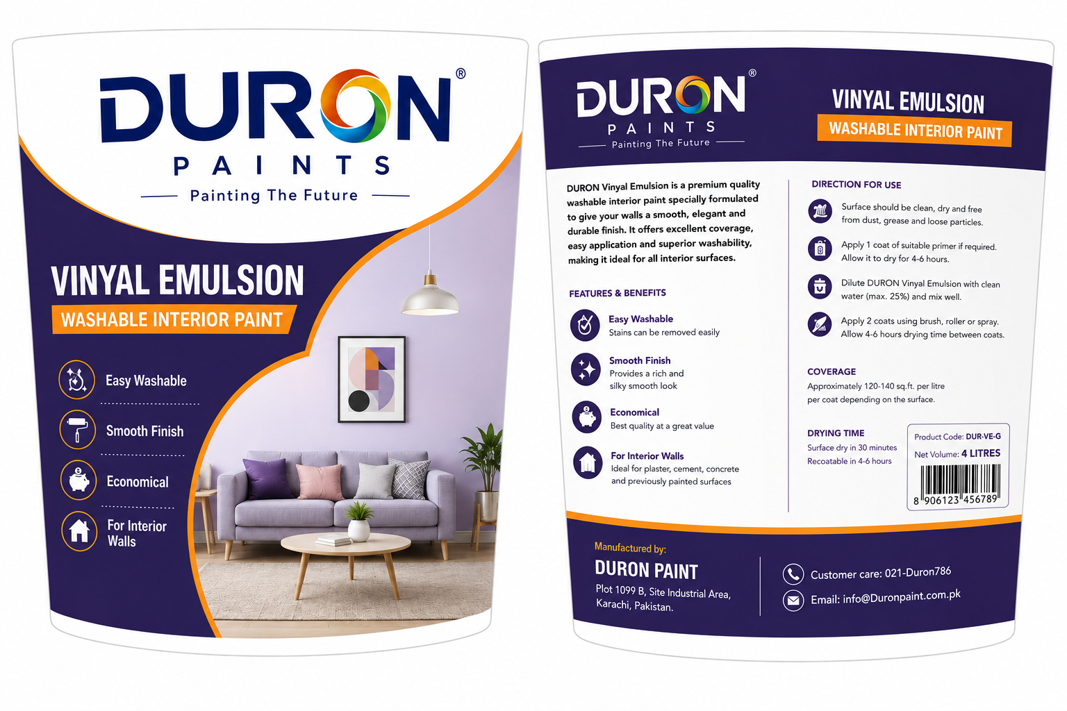 Duron Vinyal Emulsion Washable Interior Paint (4 Litres)